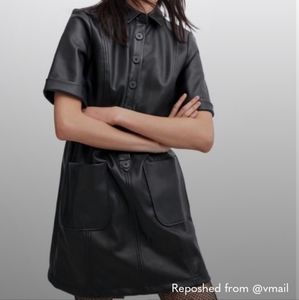 ZARA TRF Collection. Women's Black Faux Leather Mini Dress.L